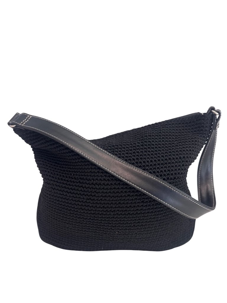 The Sak X Elliot Lucca Purse Black Crochet Shoulder Bag Boho Casual Zip-Top